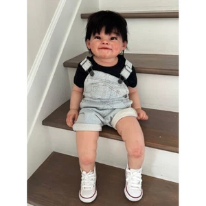 Bambola neonato 28 pollici rifinita bambina capelli corti panno corpo fatto a mano regali - Foto 1 di 4