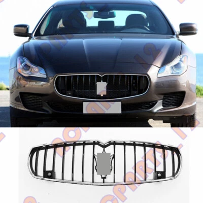 Black Chrome Front Bumper Upper Grille Trim For Maserati Quattroporte 2013-2016 - Image 1 of 4