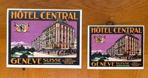 Hotel Gepäck Etikett | Hotel Central Genéve Suisse | rar | L - NEUWERTIG & S - FEIN - Bild 1 von 1