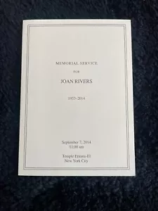 Joan Rivers Funeral Program Temple Emanu-El 5th Ave New York September 7, 2014 - Picture 1 of 4