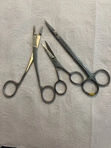 3 Dental Curved Crown Scissors 4.5" Wire Cutting Stainless Steel Crown Cutter - Picture 1 of 4
