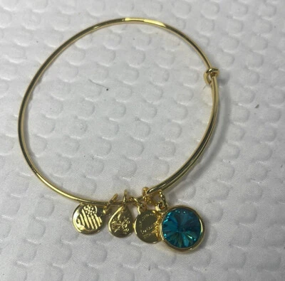 Piedra de nacimiento de cristal de Swarovski Alex And Ani diciembre azul circón acabado dorado Foto 1 de 2