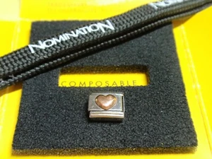 ** Charm Argento CUORE ORO ROSA Nomination Originale ** - Foto 1 di 3