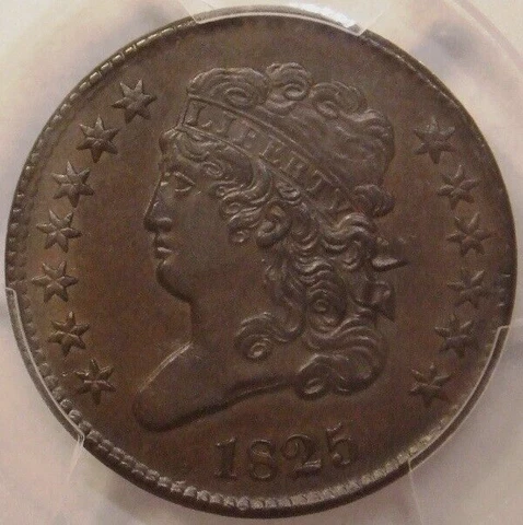 1825 CLASSIC HEAD HALF CENT, EXCEPTIONAL CONDITION, PCGS AU55 Cover