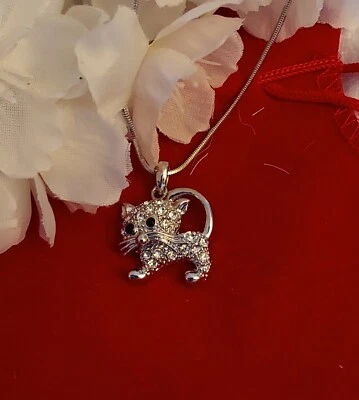 Crystal Cat Kitten necklace Pendant charm  — 第 1/3 张图片