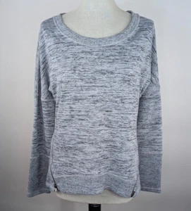 Athleta Blissful Side Zippers Pullover Sweatshirt Space Dye Gray Womens Small - Picture 1 of 7