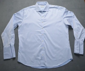 Twillory Non Iron Blue Button Up Shirt Tailored Fit 17.5 34/35 French Cuff - Picture 1 of 11