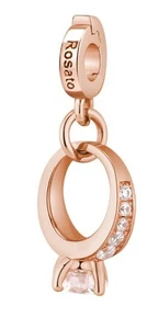 Charm ROSATO Storie in argento 925 placcato oro rosa RZ065 Solitario - Picture 1 of 1