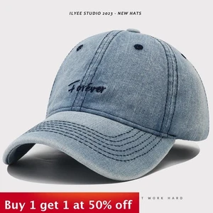 Adjustable Denim Baseball Cap Peaked Cap Outdoor Hat Stylish Hat Personalized - Picture 1 of 13