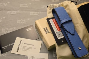 215 $ UVP - Montblanc 198253 NEUE FARBE "Staubblau" 1-Stift Lederetui - Bild 1 von 2