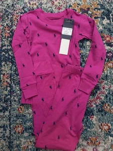 NWT Polo Ralph Lauren Pink All Over Print Horse Pajama 2 Piece Set Girl's Size 6 - Picture 1 of 5