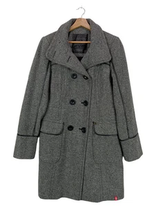 Esprit Wollmantel Damen M 38 Grau Fischgrätenmuster Klassisch Elegant - Bild 1 von 5