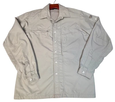 Mountain Hardwear Mens Button Up Hiking Shirt SZ S Khaki Vented Long Sleeve - Image 1 of 4
