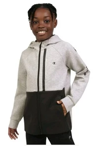 NEW Boy's Champion Gray Black Full Zip Hoodie Size Medium 10 - 12 - Picture 1 of 12