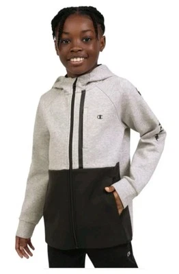 NUEVO Sudadera con Capucha Niño Champion Gris Negro Cremallera Completa Talla Grande 14-16 Foto 1 de 4