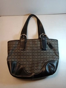 Borsa Coach Signature C35-6383 nera con motivo logo firmato doppio manico - Foto 1 di 24