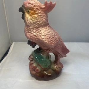 Ceramic Vintage Maddox of California Pink Figural Cockatoo Parrot Figurine 9” - Picture 1 of 24