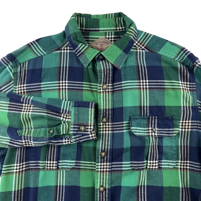 Camisa de franela Bill's Khakis para hombre grande verde a cuadros algodón con botones calce clásico Foto 1 de 4