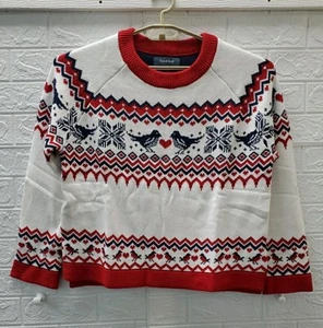New Mod Cloth Golden Days Raglan Crew Neck Sweater White/Red/Blue Size Large - Picture 1 of 6