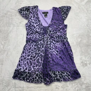 International Concepts Bluse Damen Medium Lila Leopardenmuster Y2K - Bild 1 von 9