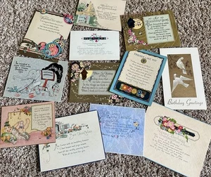 Antique Lot Of 12 Art Deco Era Greeting Cards Flat Heavy Mixed Occasions Unused - Picture 1 of 6