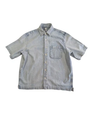Arket Oversized Denim Shirt Mens Medium Short Sleeve Utility Shirt Blue VGC - Image 1 of 4