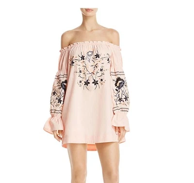 Mini Vestido FREE PEOPLE Rosa/Melocotón Flor Du Jour Bordado Algodón Talla L Foto 1 de 4