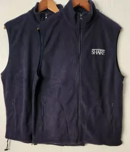 Set Of 2 Sharp Hospital San Diego Fleece Vest Jacket Full Zip Unisex Large Navy - Picture 1 of 9