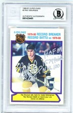 1980-81 O-pee-Chee Hockey Record Breaker SIGNED Ray Bourque Card #2 3 INSCRIPTIO