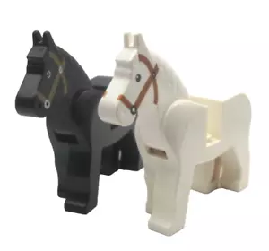 LEGO Castle Horses White with Brown Bridle Black with Brown Bridle - Bild 1 von 6