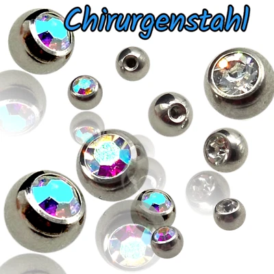 2x ERSATZKUGEL PIERCING Stein 1,2 1,6 ERSATZ BALL STEIN SILBER GOLD SCHRAUBKUGEL - Bild 1 von 4