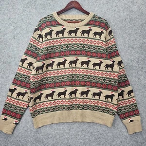 Fair Isle Sweater Mens XL Cream Red ST JOHNS BAY Ugly Christmas Dogs Holiday - Picture 1 of 11