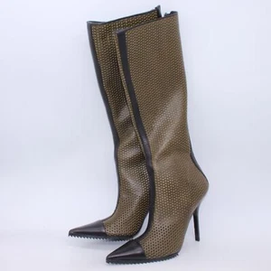 Michael Kors Perforiertes Leder Abigail Runway Stiefel Braun/Schwarz Gr. 40 Neu - Bild 1 von 12