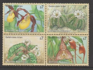 NACIONES UNIDAS VIENA 1996 Especies en Peligro de Extinción Flores Orquídeas Bloque MNH $2.80 - Imagen 1 de 1