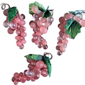 Lucite grapes pink vintage clusters LOT 4 vintage mcm decor mid century 6” - Picture 1 of 6