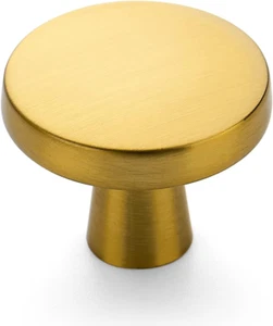 5 Pack Drawer Pulls 1-1/4 Inch Brushed Brass Kitchen Cabinet Knobs Solid Round G - Picture 1 of 9