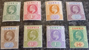 GAMBIA POSTAGE STAMPS SG45-47,49-53 1902-5 UMM & LMM  - Picture 1 of 2
