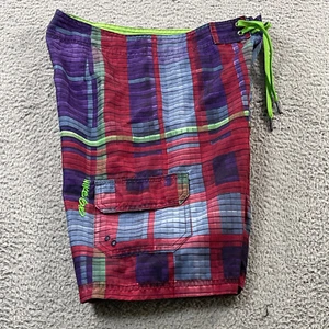 Nike 6.0 Board Shorts Boys 14 Big Swoosh Geometric Print Swim Trunks Vivid Wild - Picture 1 of 16