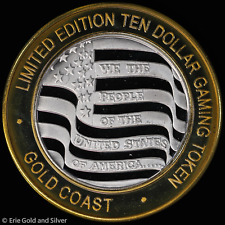 2002 Las Vegas NV $10 Casino .999 Silver Strike Gold Coast Flag Waving