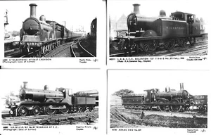 PAMLIN PRINT POSTCARDS OF OLD STEAM RAILWAY ENGINES AND STATIONS, BUSES, TRAMS - Picture 1 of 12