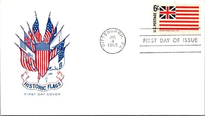 FDC 1968 SC #1354a Farnam Cachet, Grand Union Flag - Pittsburgh PA - J4147 - Image 1 of 2