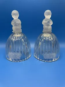 Set Of 2 Boy/ Girl Vintage Goebel West Germany Crystal Glass Bell 1978-1979 - Picture 1 of 14