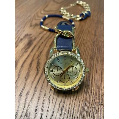 Correa de poliuretano Jessica Carlyle para mujer color dorado azul marino Foto 1 de 4