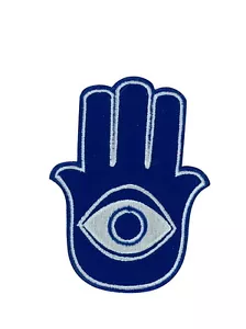 patch embroidered badge backpack iron on khamsa evil eye blue fatima hand fathma - Picture 1 of 1