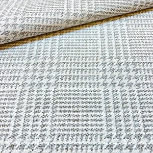 1340. Natural Check Flame Retardant Chenille Fabric. Price per 1/2 metre - Picture 1 of 5