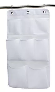 Mesh Shower Organizer Hanging Bathroom Caddy 8 Pockets Hang Curtain Rod with ... - Picture 1 of 7