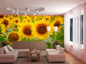 3D Sunflower 55 Wallpaper Mural Paper Wall Print Wallpaper Murals UK Lemon - Picture 1 of 6