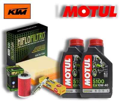 MOTUL / HIFLOFILTRO / NGK KIT/TAGLIANDO KTM Duke/125 4T 2010/2016 MOTUL 510 10W40 filtro olio aria candela