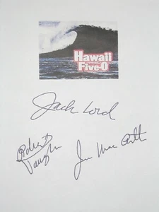 Guión de TV firmado Hawaii Five-O X3 Jack Lord James MacArthur Vaughn 5-0 reimpreso - Imagen 1 de 1