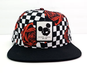Neff x Disney Mickey Rose Mens OS Red Black White Checkered Snapback Cap Hat - Picture 1 of 9